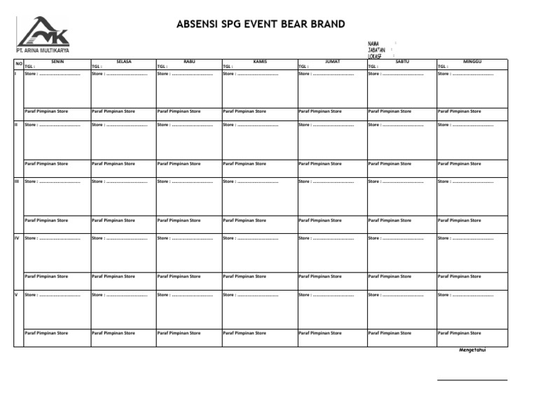 Absen Stamp SPG Event BB JSM-1 | PDF