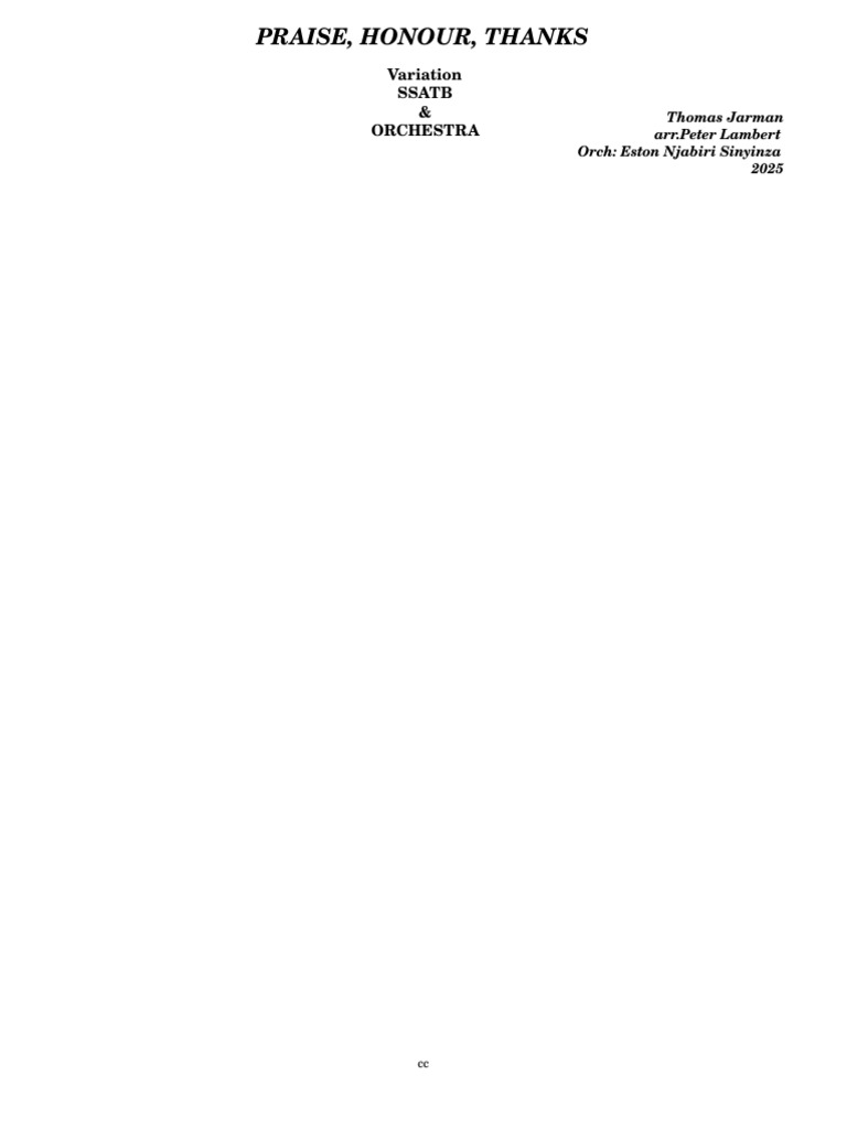Praise, Honour, Thanks: SSATB & Orchestra | PDF | Classical Music ...