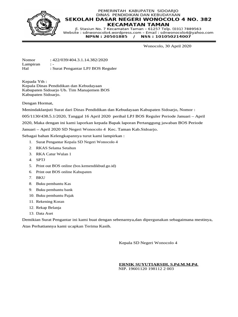 Laporan Pertanggungjawaban BOS 2020 | PDF