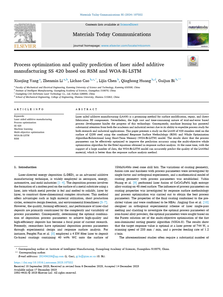 Laser Additive Manufacturing Optimization | PDF | Mathematical ...