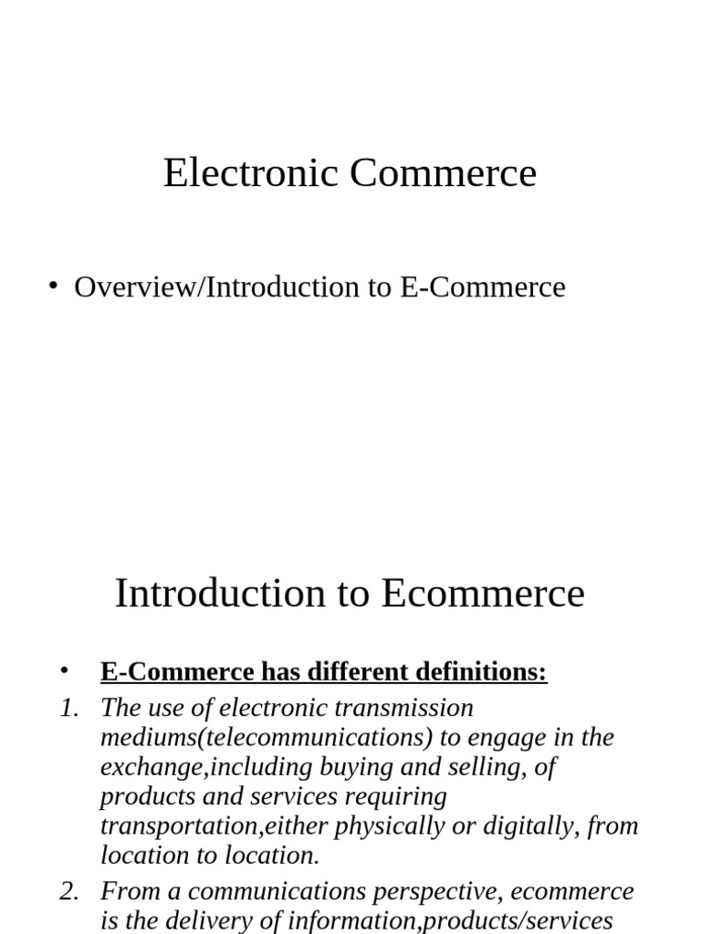 Understanding E-Commerce Fundamentals | PDF | E Commerce | Internet