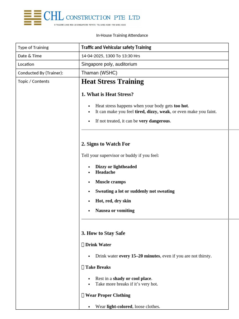 Traffic and Vechile Safety Training-1 | PDF