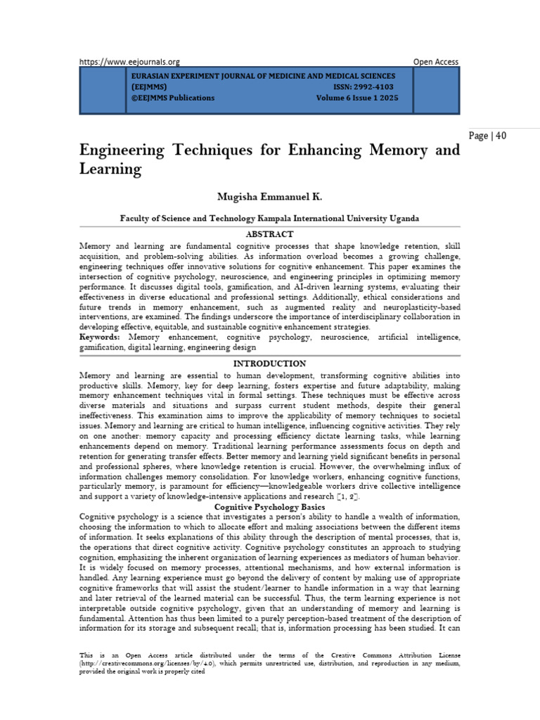 Engineering Techniques For Enhancing Memory and Learning (WWW - Kiu.ac ...