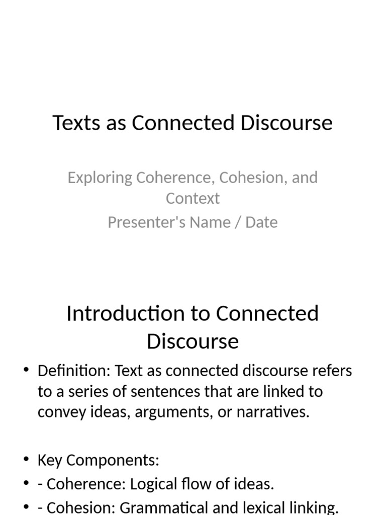 Understanding Connected Discourse Elements | PDF | Discourse | Word