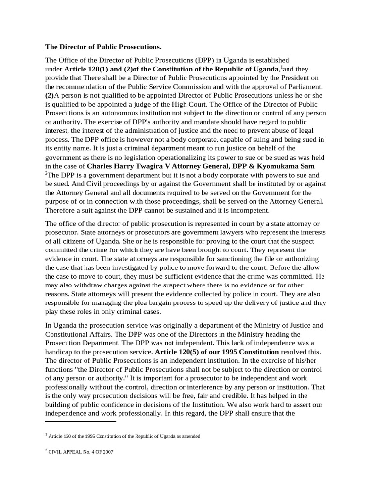 Role of the Director of Public Prosecutions | PDF | Prosecutor ...