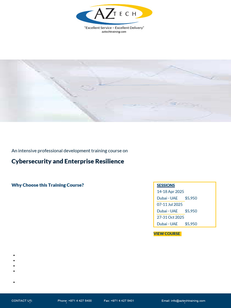 Cybersecurity & Resilience Training Course | PDF | Computer Security ...