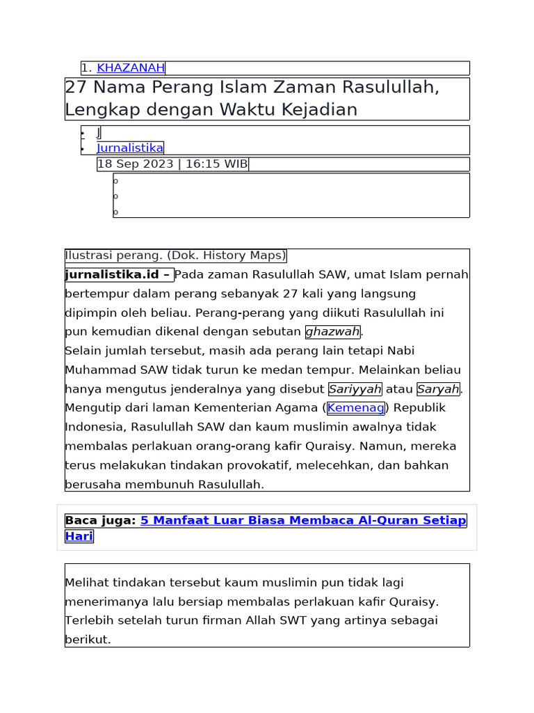 27 Perang Zaman Rasulullah SAW | PDF