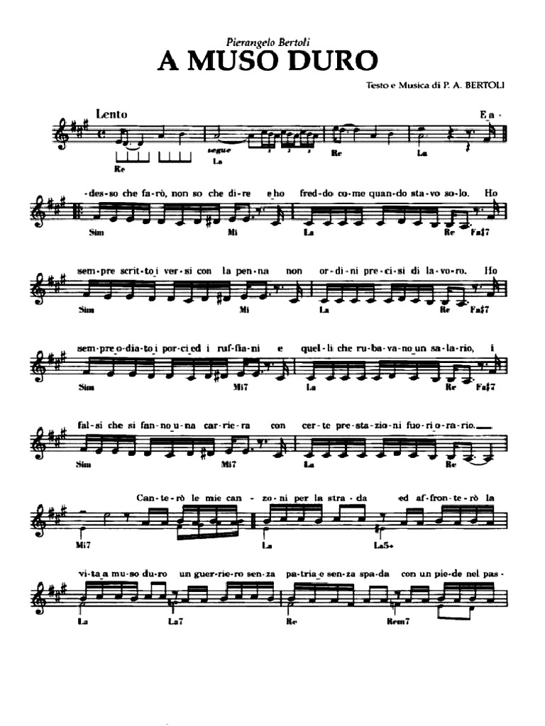 Pierangelo Bertoli - A MUSO DURO | PDF