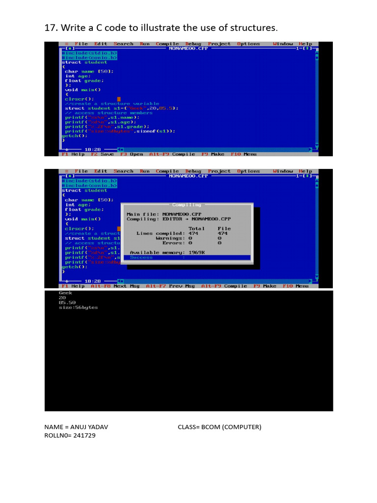 Write A C Code To Illustrate The Use of Structures | PDF
