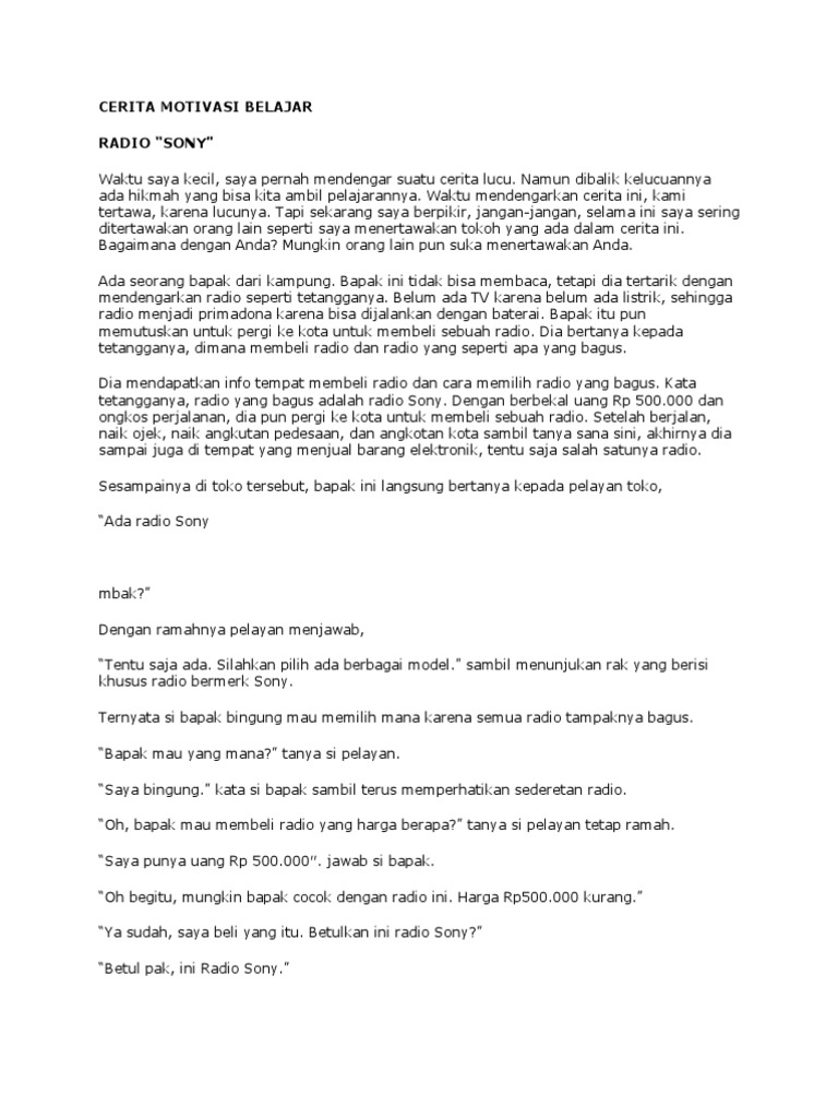 Cerita Motivasi Belajar