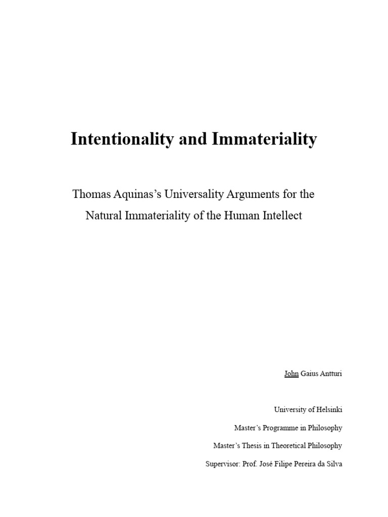 John Gaius Antturi - Intentionality and Immateriality | PDF | Substance ...