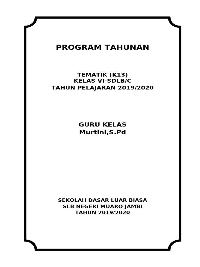 Program Tahunan K13 SDLB Kelas VI | PDF
