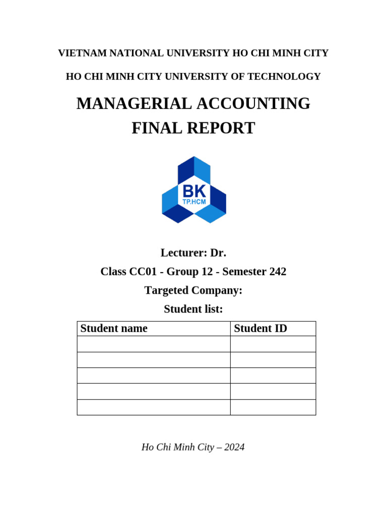Final Report Managerial Accounting | PDF | Cost Accounting | Budget