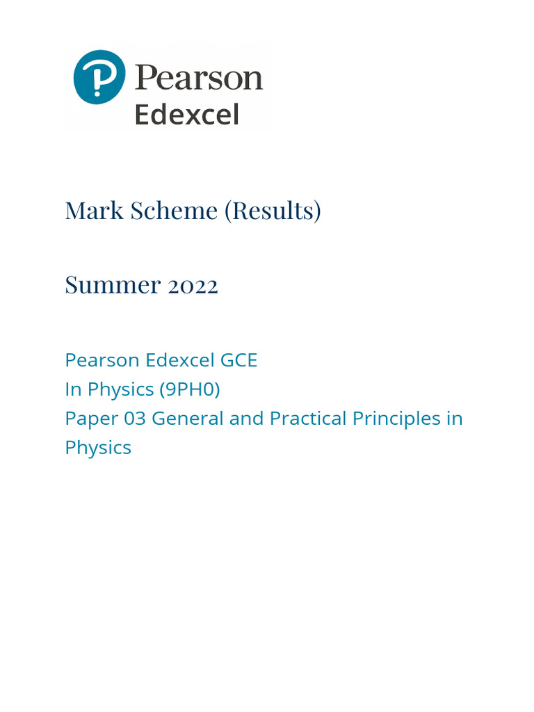 Edexcel A Level Physics Paper 3 Mark Scheme | PDF | Accuracy And ...