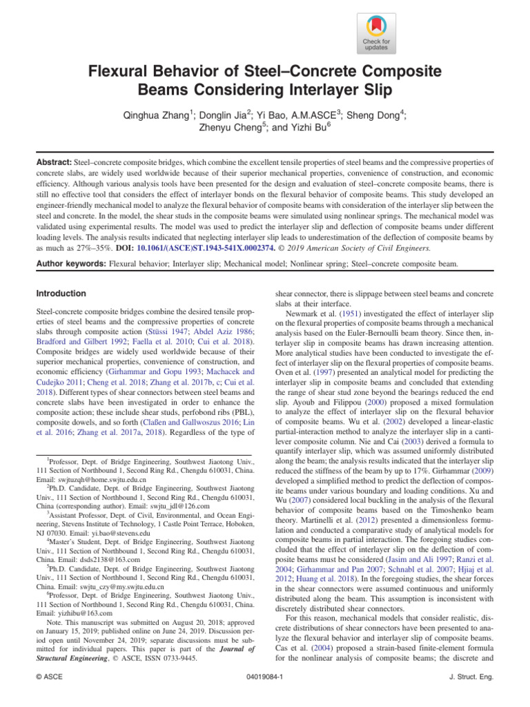(2019) (Zhang) Flexural Behavior of Steel-Concrete Composite | PDF ...
