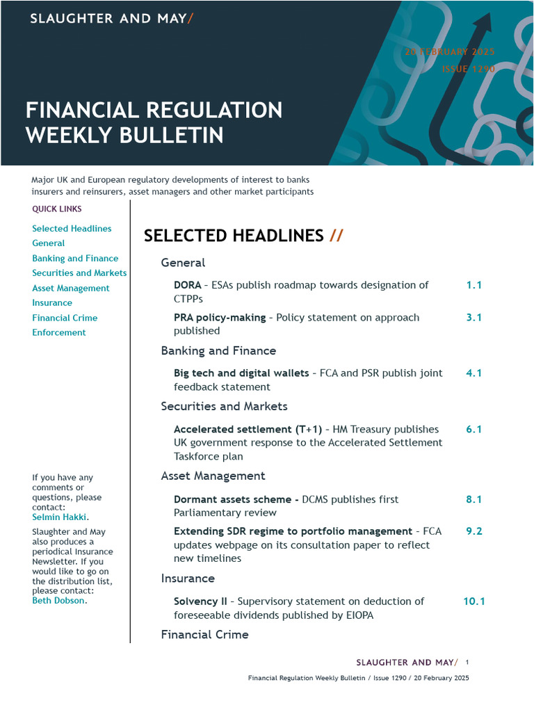 Financial Regulation Weekly Bulletin - 20 February 2025 | PDF ...