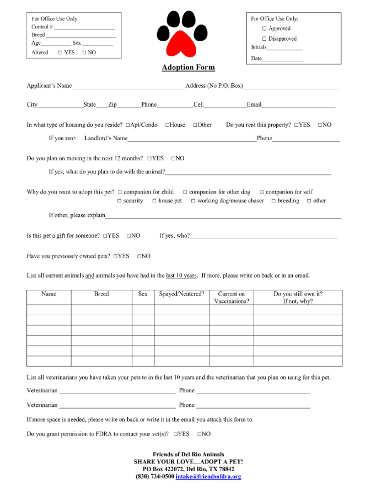 Dog Adoption Papers | PDF