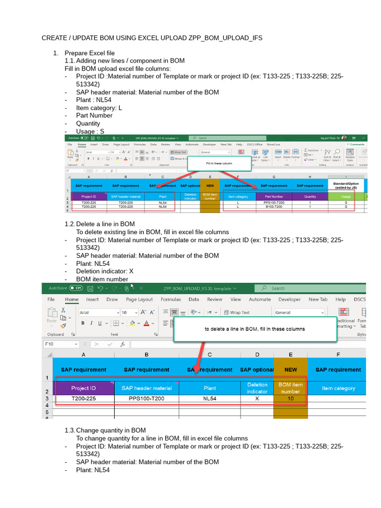 Excel BOM Upload Guide | PDF