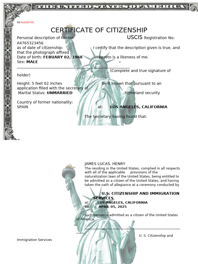 Certificate of Citizenship: Uscis | PDF