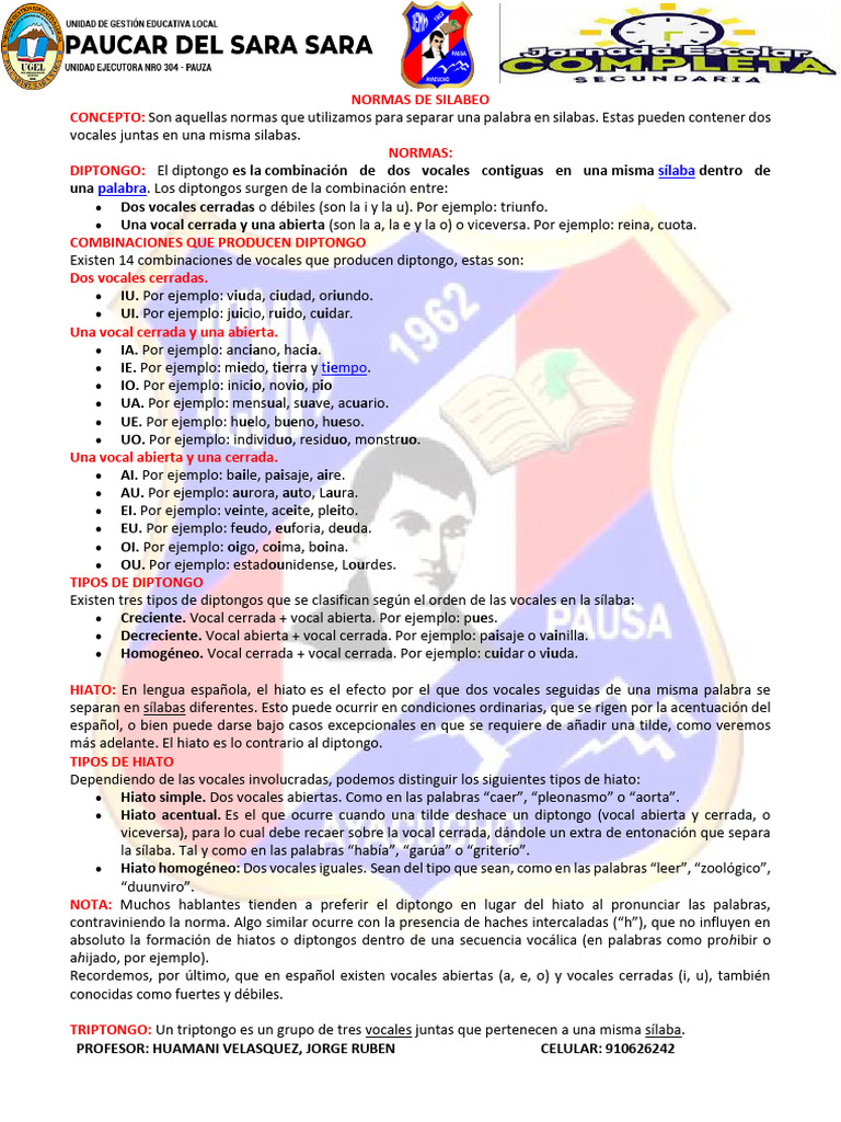 Normas de Silabeo Clase | PDF | Lingüística | Voz humana