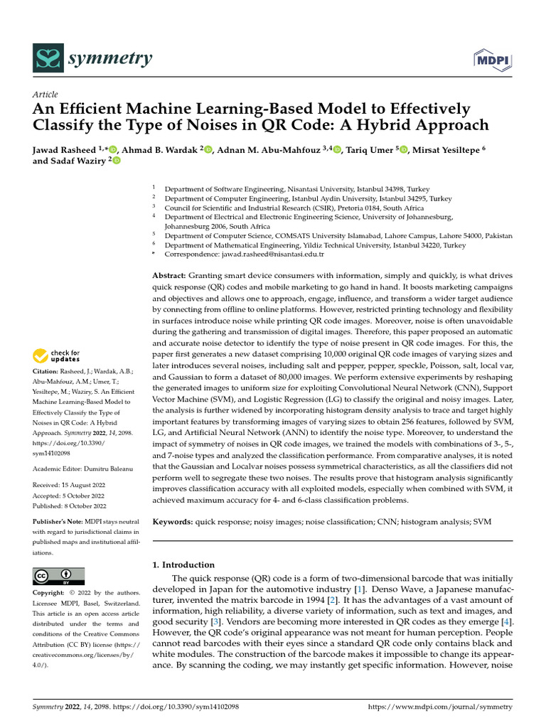 Symmetry 14 02098 v2 | PDF | Machine Learning | Deep Learning