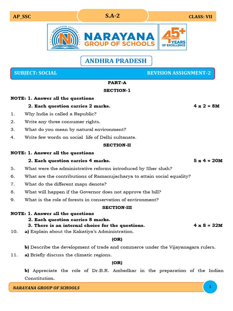 Class VII Social Studies Revision Assignment | PDF