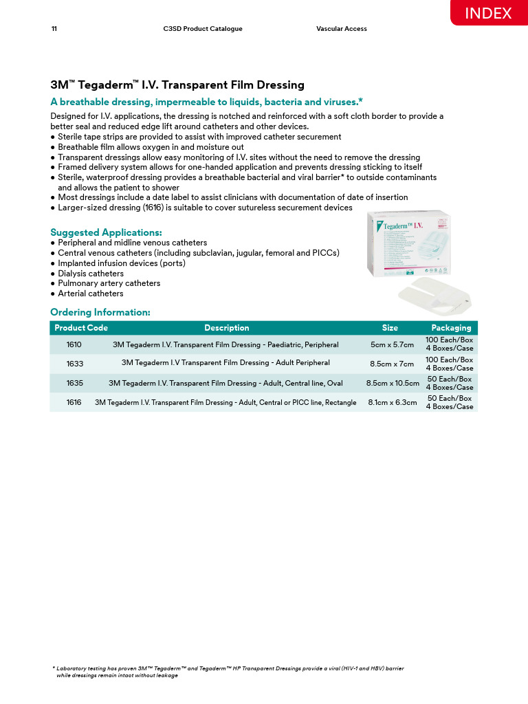 3M Tegaderm I.V. Dressing Catalogue | PDF | Intravenous Therapy ...