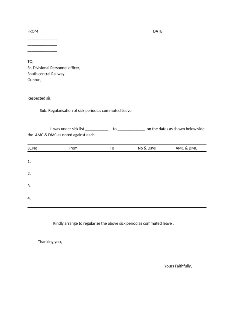 Request for Sick Leave Regularization | PDF