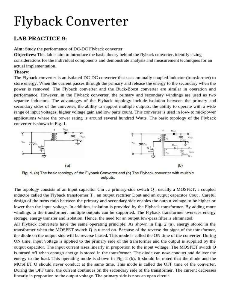 Flyback Converter Lab: Performance Study | PDF | Power Electronics ...