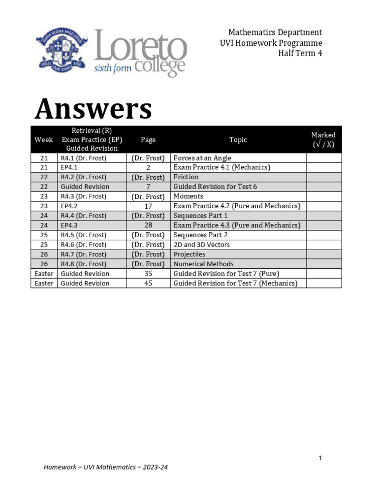 Half Term 4 Homework Booklet UVI ANSWERS | PDF | Force | Classical ...
