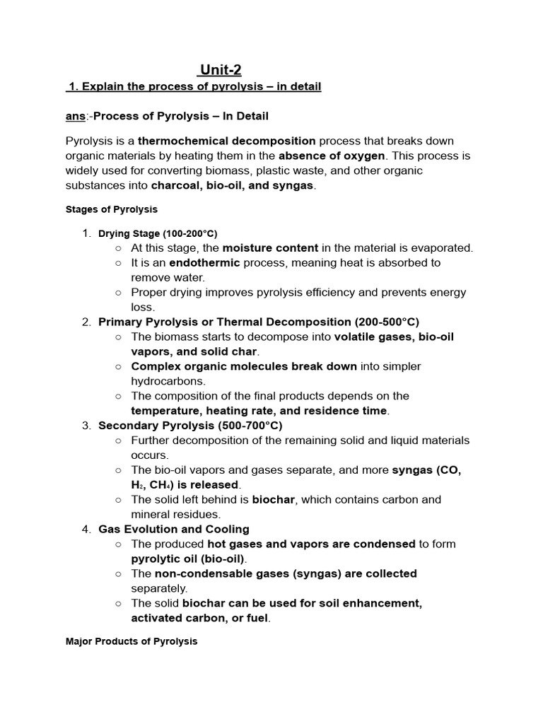 Unit 2 | PDF | Gasification | Pyrolysis