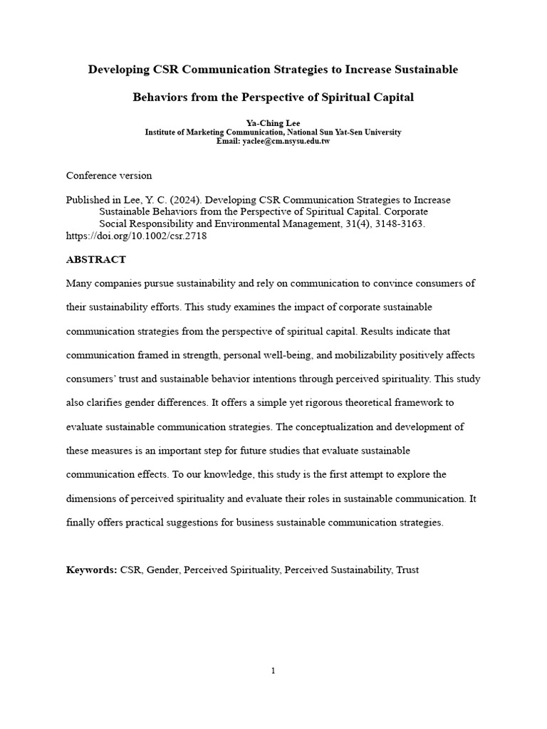 CSR Strategies for Sustainable Behavior | PDF | Corporate Social ...