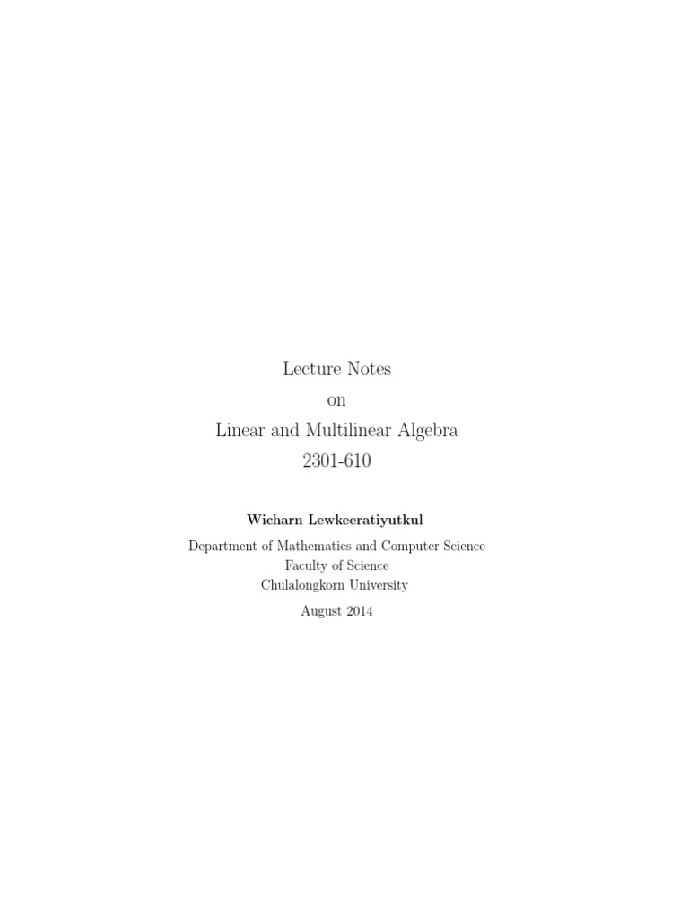 Linear and Multilinear Algebra Notes | PDF | Vector Space | Linear Map