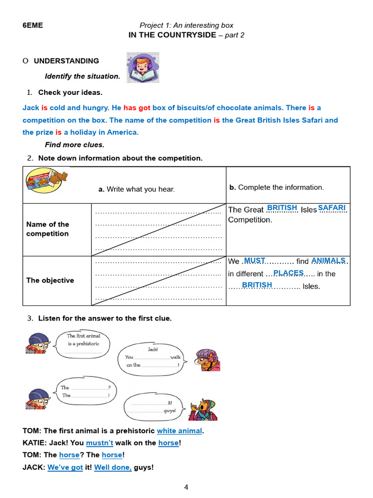 6eme Topic 4 Project 1 Understanding Correction | PDF