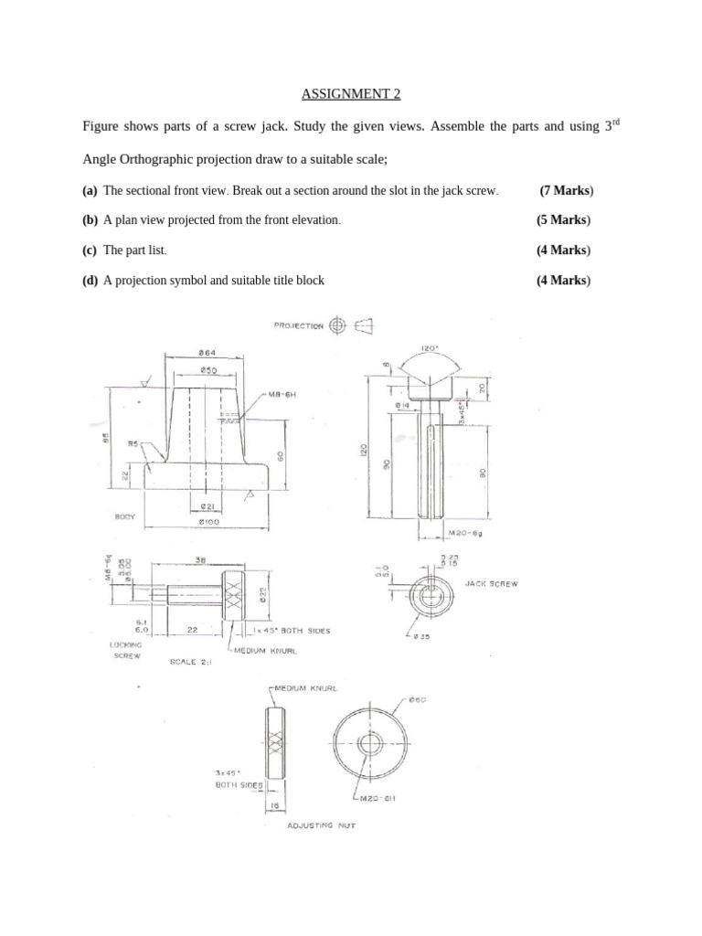 Mechanical Assembly Drawing Assignment | PDF
