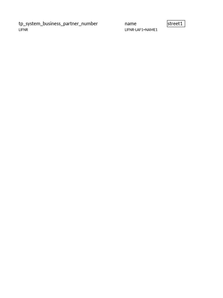 Business Partner Number Data Fields | PDF