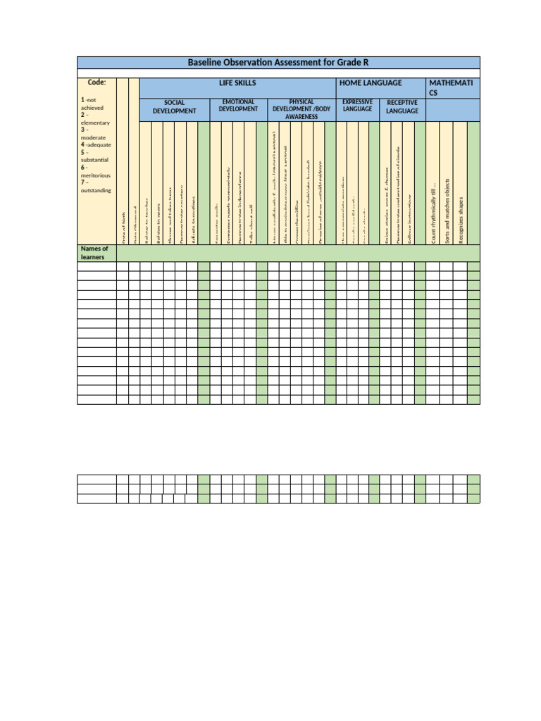 Grade R Baseline Observation Assessment | PDF | Learning | Cognition