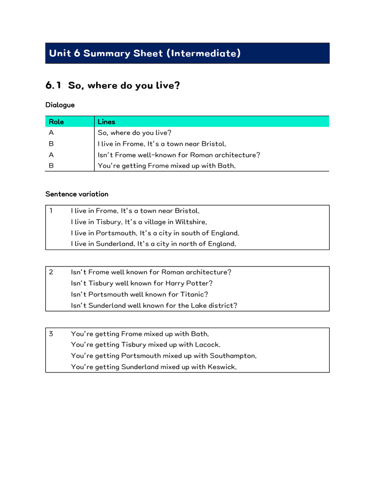 Unit+6+Summary+Sheet+(Int) | PDF