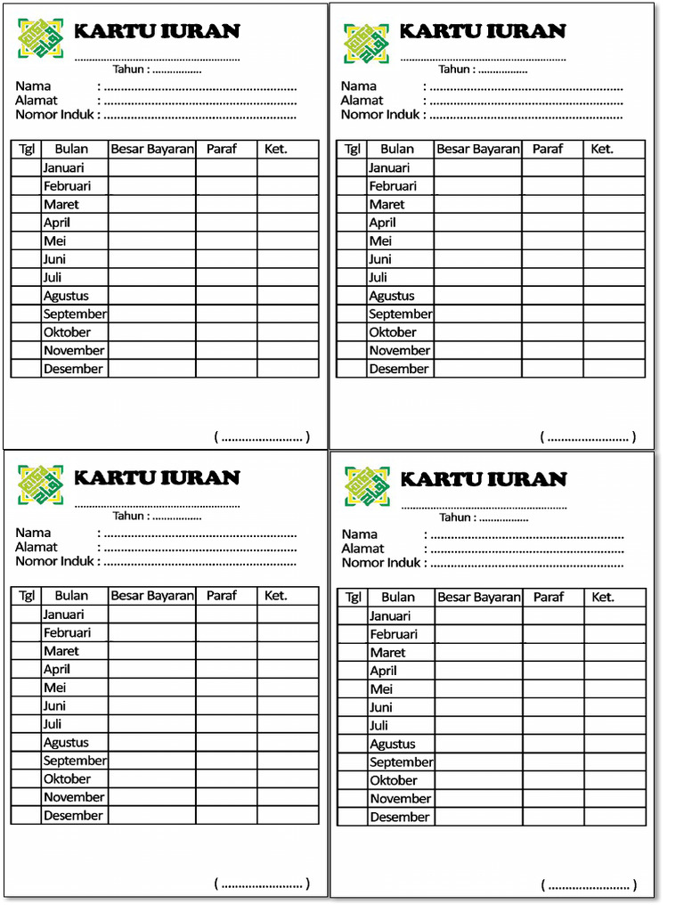 Kartu Iuran | PDF