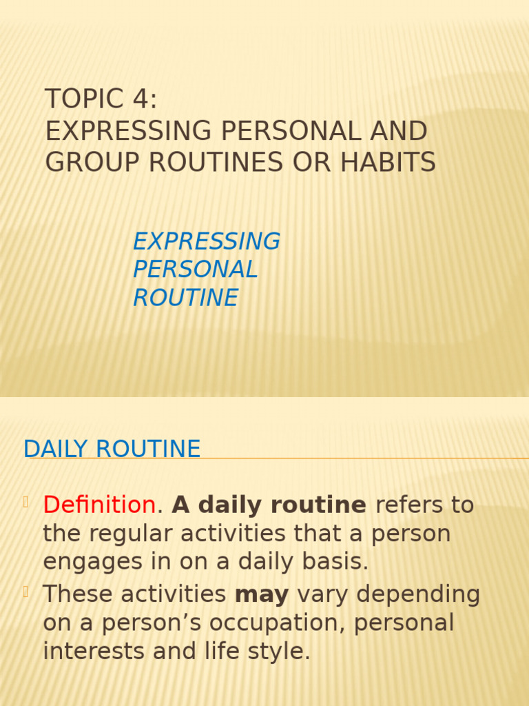 Expressing Personal and Group Routines or Habits | PDF