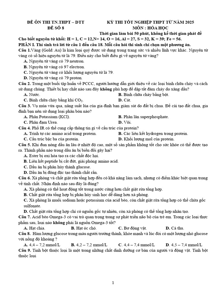 De 8 On TN - THPT 2025 | PDF