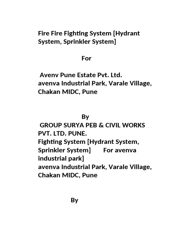Avenva Fire Fighting System Overview | PDF | Fire Sprinkler System | Valve