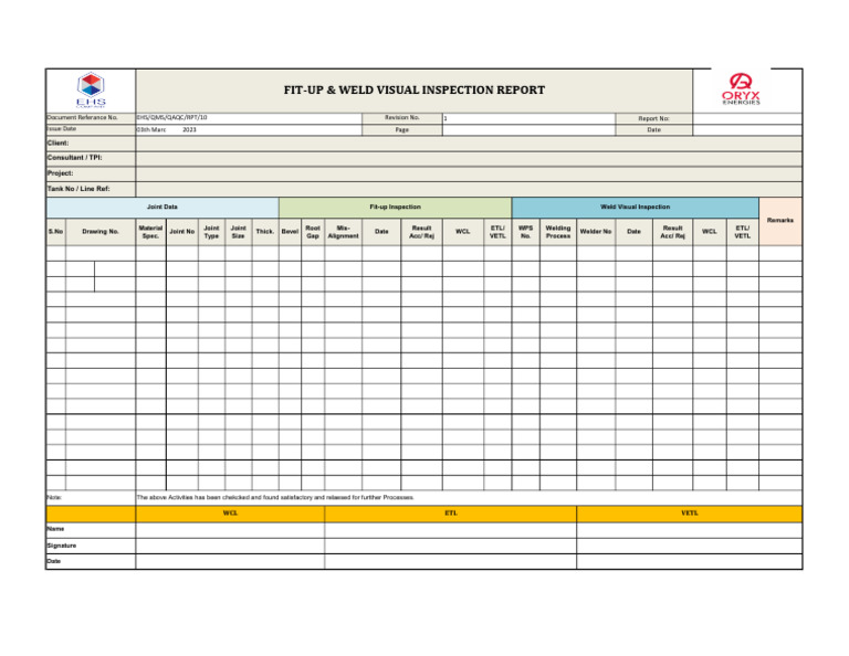 Welding Inspection Report Summary | PDF