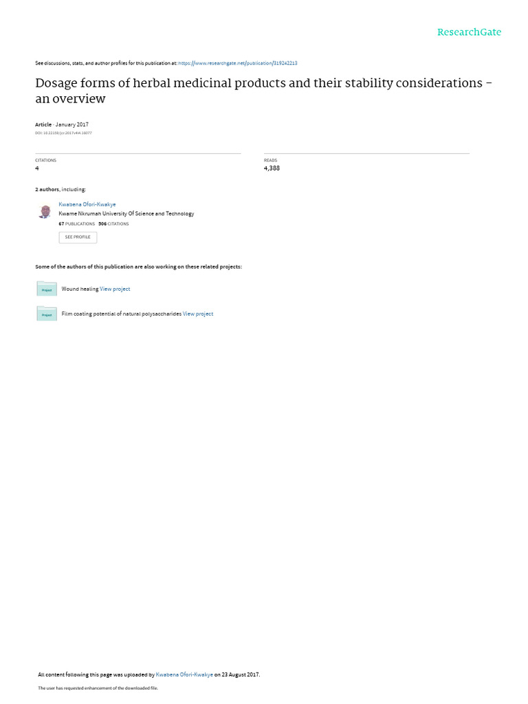 Herbal Medicinal Products: Dosage Forms & Stability | PDF | Tablet ...