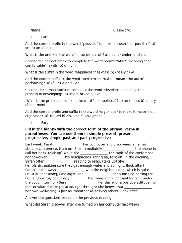 Prefixes and Suffixes Practice Worksheet | PDF | Language Families ...