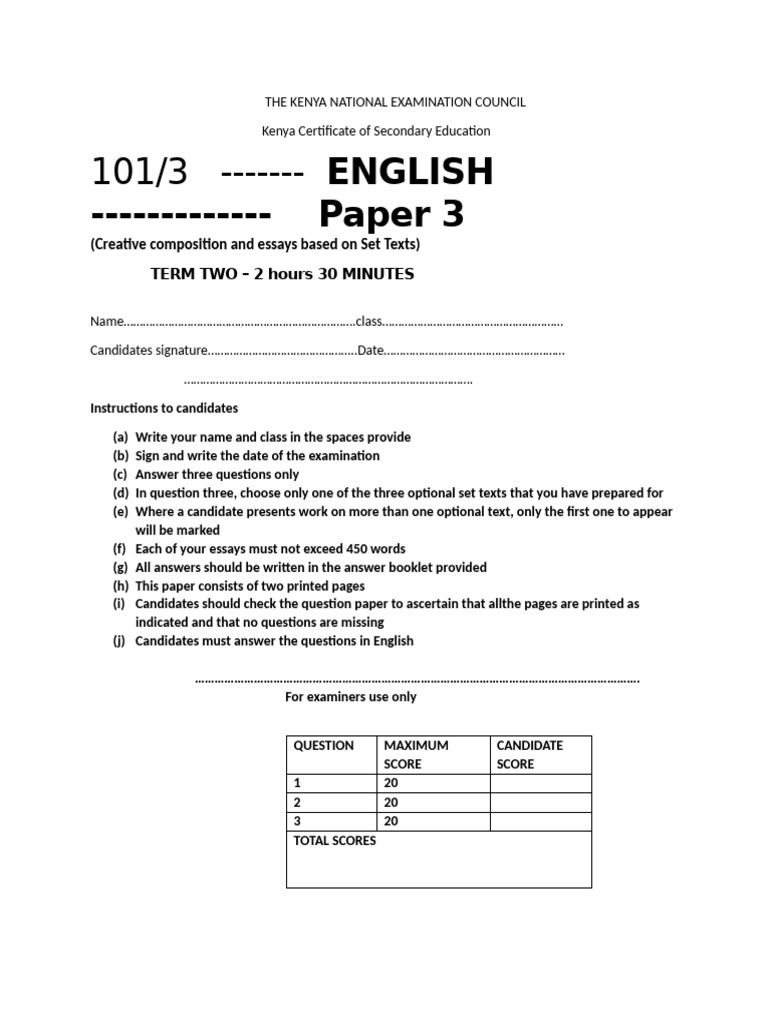 English Paper 3 Exam Structure | PDF