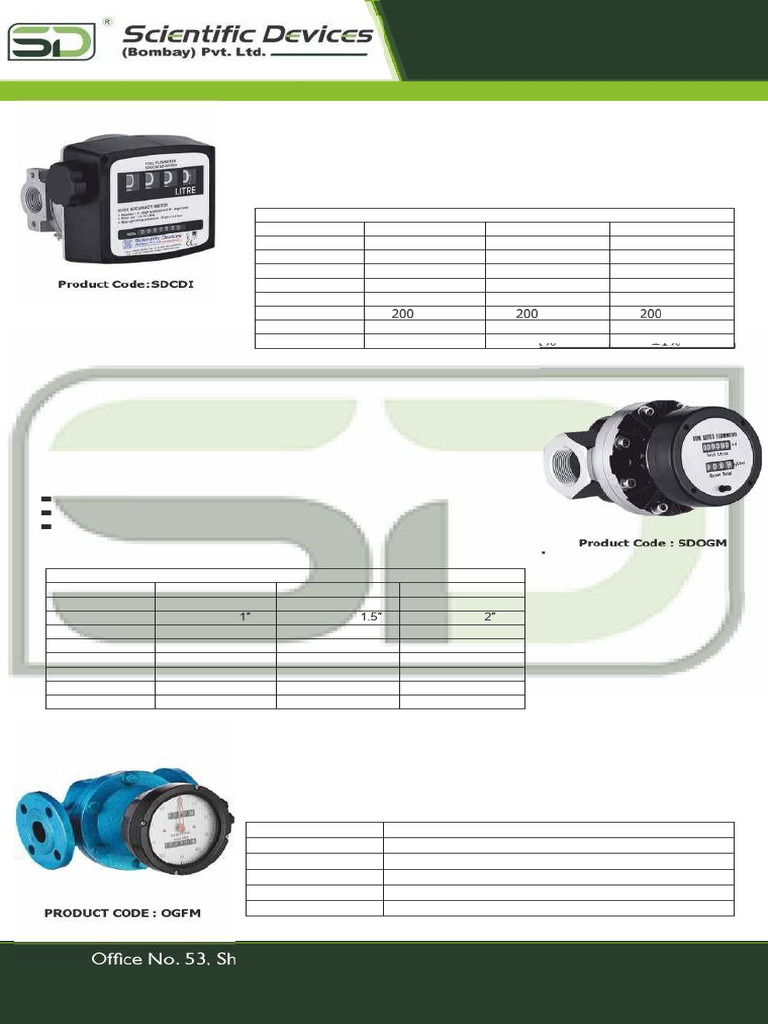 SDCDI & OGFM Flowmeter Specifications | PDF | Flow Measurement | Liquids