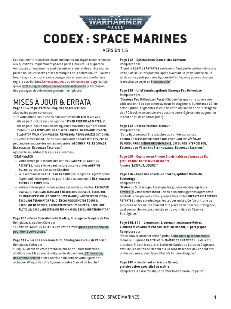 Codex Space Wolves 2025: Mises à Jour | PDF | Science militaire | Militaire