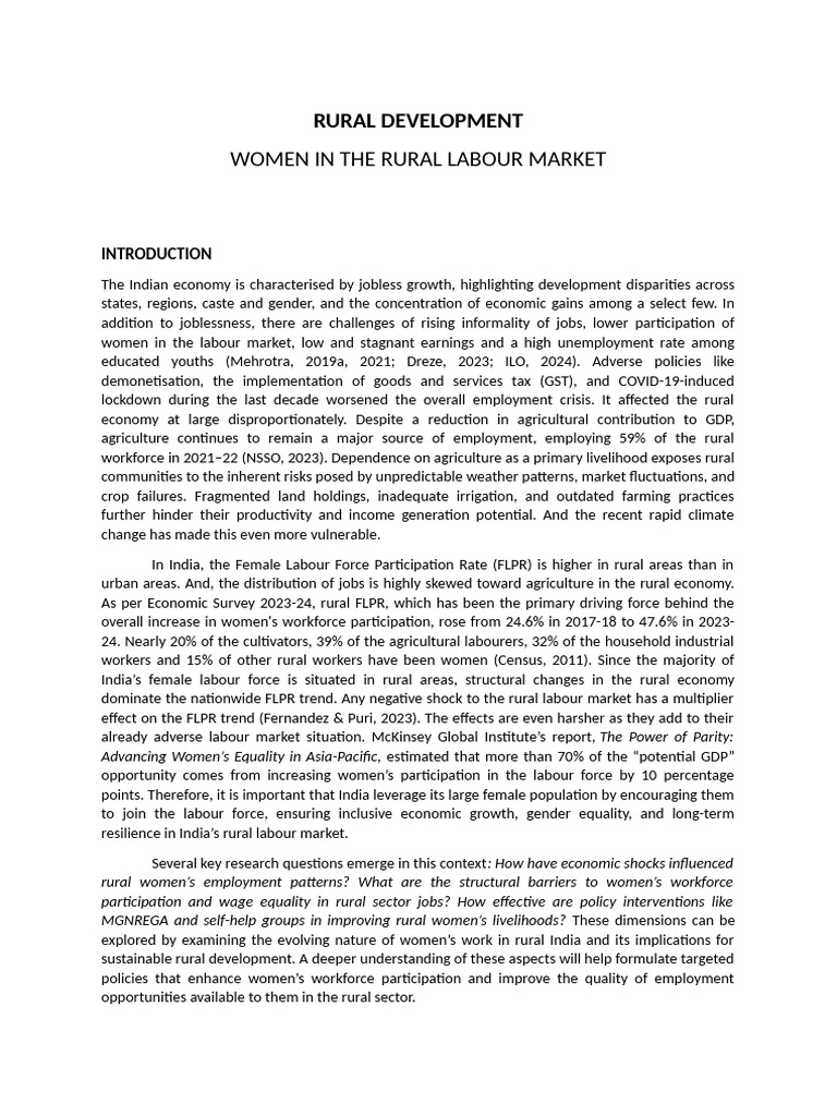 Solutions for Rural Women's Employment | PDF | Workforce | Labour Economics