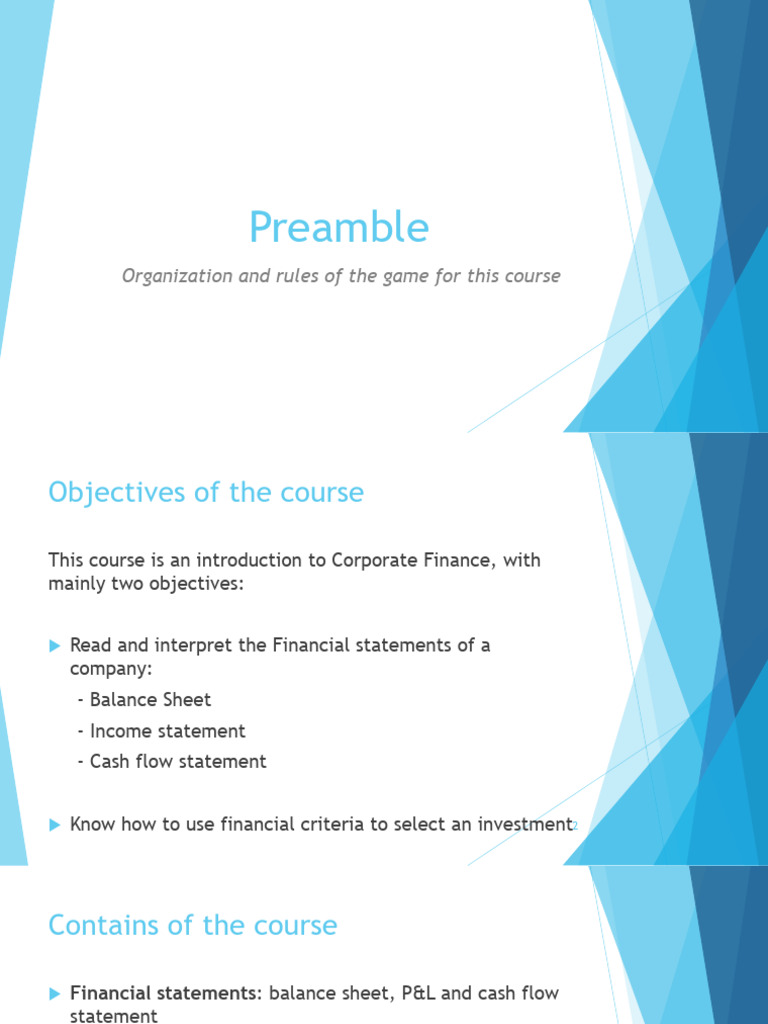 Introduction to Corporate Finance Course | PDF | Income Statement ...